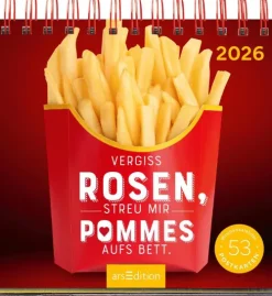 ars edition Postkartenkalender*Postkartenkalender Vergiss Rosen, streu mir Pommes aufs Bett. 2026