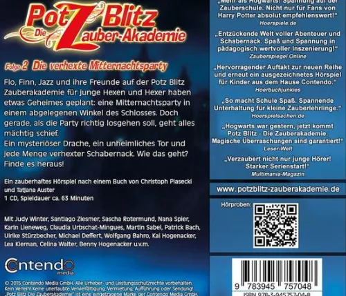 Raute Media Hörspiele·Fantasy*Potz Blitz, Die Zauber-Akademie - Die verhexte Mitternachtsparty, 1 Audio-CD