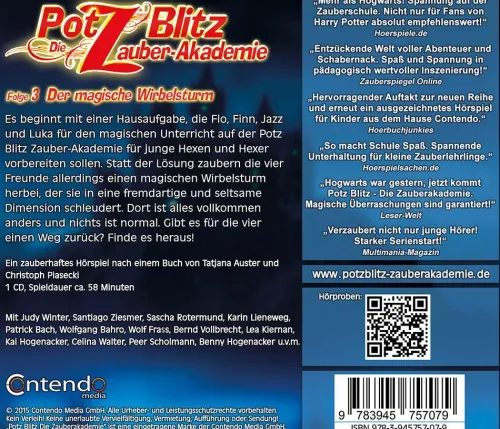 Raute Media Hörspiele·Fantasy-Potz Blitz, Die Zauber-Akademie - Der magische Wirbelsturm, 1 Audio-CD