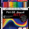 Premium-Filzstift mit Pinselspitze für variable Strichstärken - STABILO Pen 68 brush - ARTY - 18er Pack - mit 18 verschiedenen Farben*STABILO Nonbook Hot
