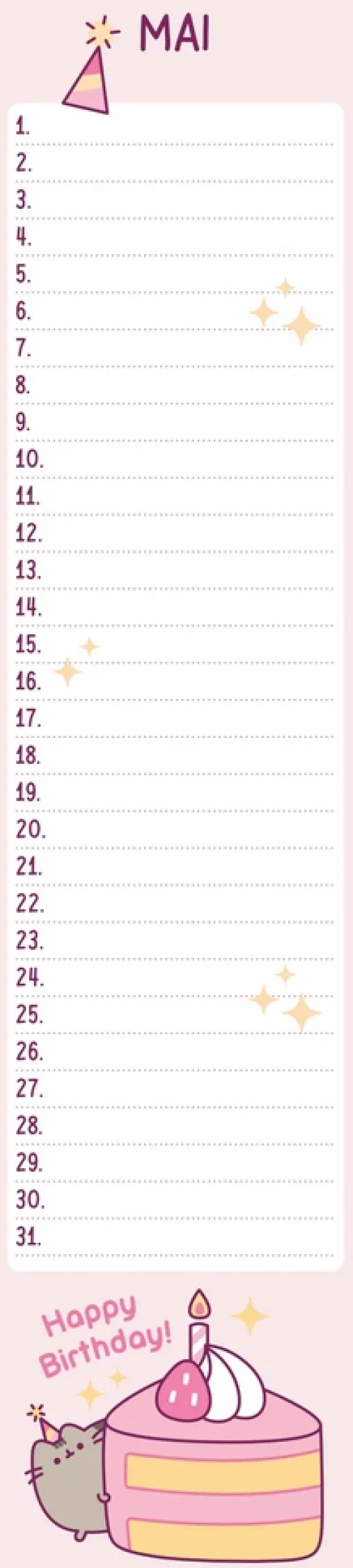 Pusheen Geburtstagskalender Langplaner*Heye Discount