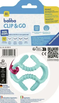 Ravensburger Spieleverlag Baby & Kleinkind-Ravensburger 4583 baliba Clip & Go - Flexibler Ball mit Befestigung für Greif- und Beißspaß unterwegs - Baby Spielzeug ab 0 Monaten - türkis