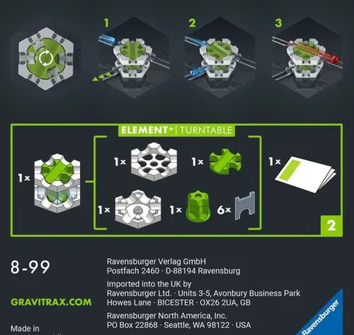 Ravensburger Spieleverlag Modelle & Konstruktion-Ravensburger GraviTrax PRO Element Turntable - Zubehör für das GraviTrax Kugelbahnsystem. Kombinierbar mit allen GraviTrax Produktlinien, Starter-Sets, Extensions & Elements, Konstruktion ab 8 Jahren