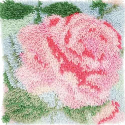 Rico Design GmbH & Co.KG Dekoration & Einrichtung-Rico Hooki Hooki, Knüpfset, Kissen Rose, 40x40cm