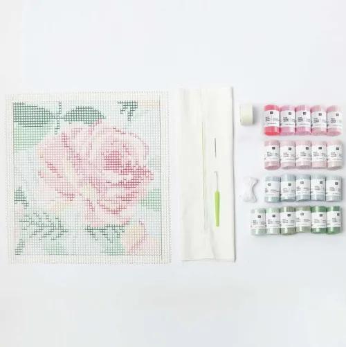 Rico Design GmbH & Co.KG Dekoration & Einrichtung-Rico Hooki Hooki, Knüpfset, Kissen Rose, 40x40cm