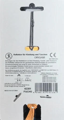 Softreflector ORIGAMI (Fuchs) Reflektor für Taschen und Kleidung*Bookchair Vertrieb Hot