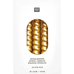 Rico Design GmbH & Co.KG Dekoration & Einrichtung-Spiralkerzen, Gold, 10 Stk, Ø 1,2 cm x 10 cm hoch