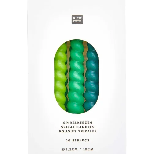 Spiralkerzen, Grün Mix, 10 Stk, Ø 1,2 cm x 10 cm hoch*Rico Design GmbH & Co.KG Clearance