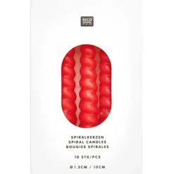 Rico Design GmbH & Co.KG Dekoration & Einrichtung-Spiralkerzen, Rot, 10 Stk, Ø 1,2 cm x 10 cm hoch