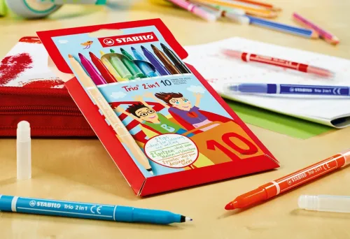 Stabilo Buntstifte-Filzstifte und Fineliner Trio 2in1 10er Set