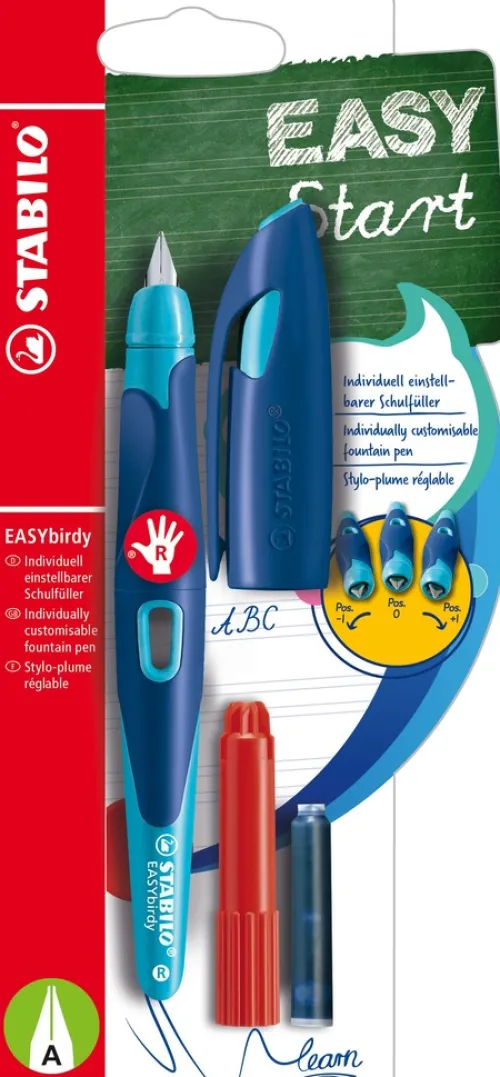 Stabilo Füller & Tinte*Füller EASYbirdy Feder A mitternachtsblau/azur für Rechtshänder