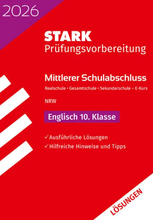 Stark Verlag GmbH Mittlere Reife·Fremdsprachen|Quali Trainer·Mittlere Reife-STARK Lösungen zu Englisch E-Kurs - Mittlerer Schulabschluss (MSA) 2026 NRW - Prüfungsvorbereitung