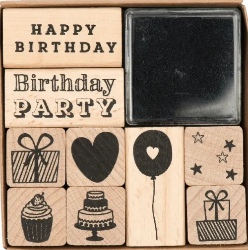 Rico Design GmbH & Co.KG Stempel & -Kissen-STEMPELSET GEBURTSTAG