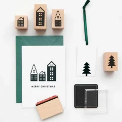 Rico Design GmbH & Co.KG Stempel & -Kissen*Stempelset Häuser FSC 100% 9 Stk