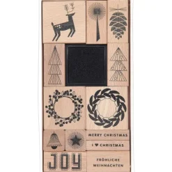 Rico Design GmbH & Co.KG Stempel & -Kissen-Stempelset I love Christmas FSC 100%, 13 Stempel