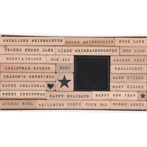 Rico Design GmbH & Co.KG Stempel & -Kissen-Stempelset Merry Christmas, Handwriting FSC 100%, 26 Stempel