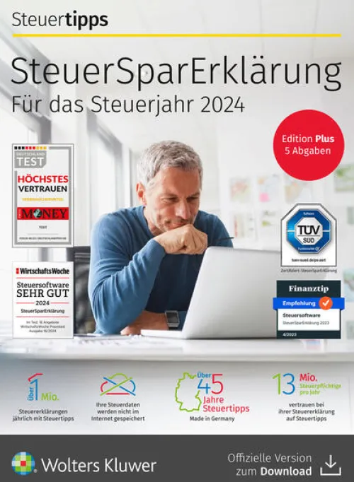 SteuerSparErklärung plus (Steuerjahr 2024) (Code in a Box)*Steuertipps Clearance