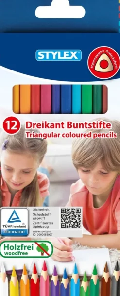 Stylex Buntstifte-Buntstifte, Dreikant, 12 Stück