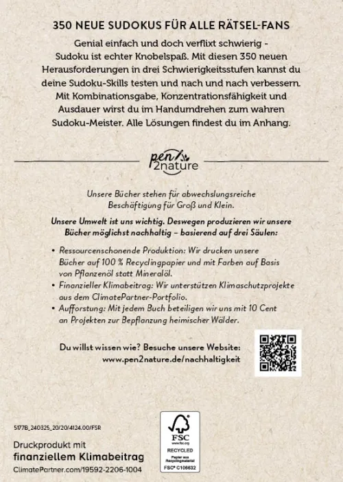 Naumann & Göbel Verlagsg. Nachhaltigkeit-Sudoku Buch