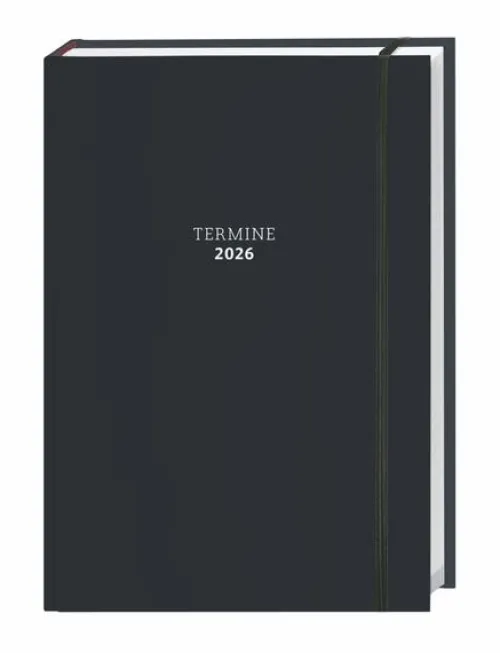 Heye Terminkalender*Tages-Kalenderbuch A6, schwarz 2026