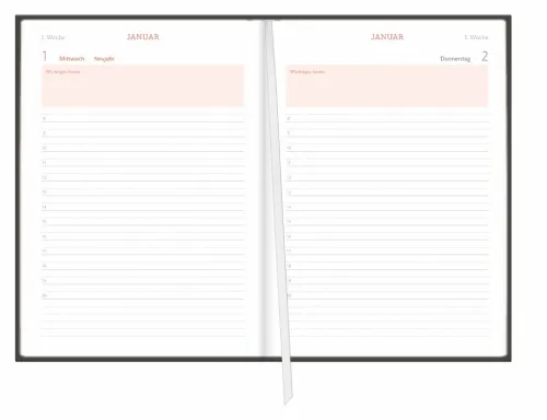Heye Terminkalender*Tages-Kalenderbuch A6, schwarz 2026