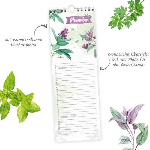 Trötsch Verlag GmbH Wandkalender|Geburtstagskalender*Trösch Wandkalender Geburtstagskalender Kräuterwelt