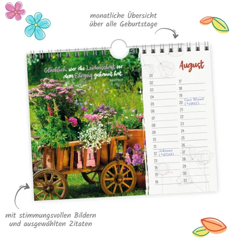 Trötsch Verlag GmbH Wandkalender|Geburtstagskalender-Trötsch Geburtstagskalender Die schönsten Tage Geburtstagskalender mit ausgewählten Sprüchen