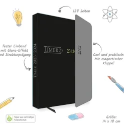 Schülerkalender mit Klappe Black 23/24*Trötsch Outlet