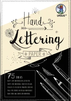 Ludwig Bähr Kalligraphie & Handlettering*URSUS Basispapiere / Zeichen & Künstlerbedarf Handlettering-Block/Tonkarton 200 und 210 g/m², DIN A5, 75 Blatt sortiert in 3 Farben