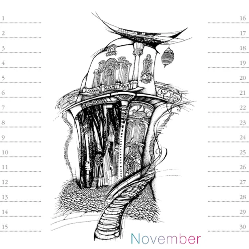 Stadler Kalender Immerwährender Kalender-Virtuelle Architektur - zum Ausmalen. Immerwährender Geburtstags- und Tischkalender