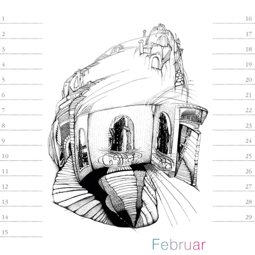 Stadler Kalender Immerwährender Kalender-Virtuelle Architektur - zum Ausmalen. Immerwährender Geburtstags- und Tischkalender