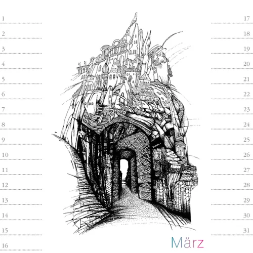 Stadler Kalender Immerwährender Kalender-Virtuelle Architektur - zum Ausmalen. Immerwährender Geburtstags- und Tischkalender