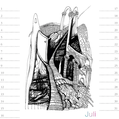 Stadler Kalender Immerwährender Kalender-Virtuelle Architektur - zum Ausmalen. Immerwährender Geburtstags- und Tischkalender