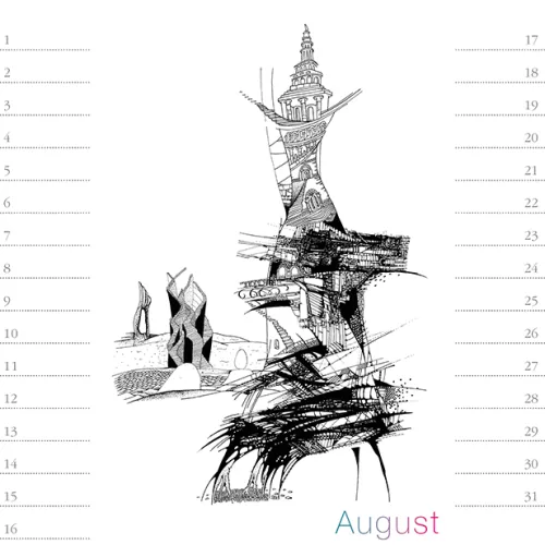 Stadler Kalender Immerwährender Kalender-Virtuelle Architektur - zum Ausmalen. Immerwährender Geburtstags- und Tischkalender