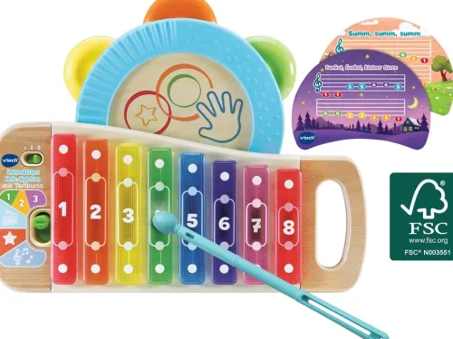 VTech Baby & Kleinkind-Baby - Interaktives Holz-Xylofon mit Tamburin