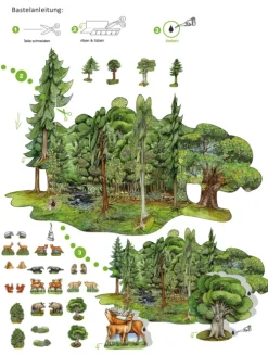 Atelier Color Bastelpapier & Origami-Wald basteln aus Papier Bastelbogen Bäume & Tiere Ausschneidebogen