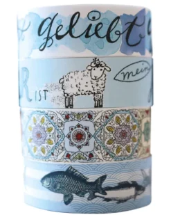 Katholisches Bibelwerk Klebstoff & Klebebänder-Washi Tapes Design Blau, 4 Rollen