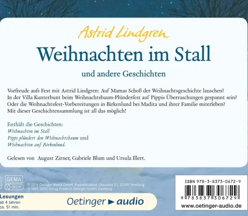 Kinder Oetinger Kinder- & Jugendbücher·Reime & Lieder-Weihnachten im Stall und andere Geschichten (CD)