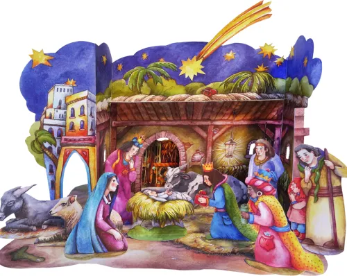 Weihnachtskrippe basteln Bastelbogen Ausschneidebogen Papierkrippe*Atelier Color Clearance