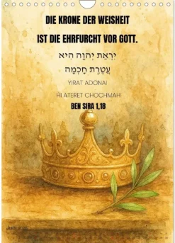 Weisheit, Licht und Leben - Jüdische Inspiration durchs Jahr (Wandkalender 2026 DIN A4 hoch), Monatskalender*Calvendo Sale