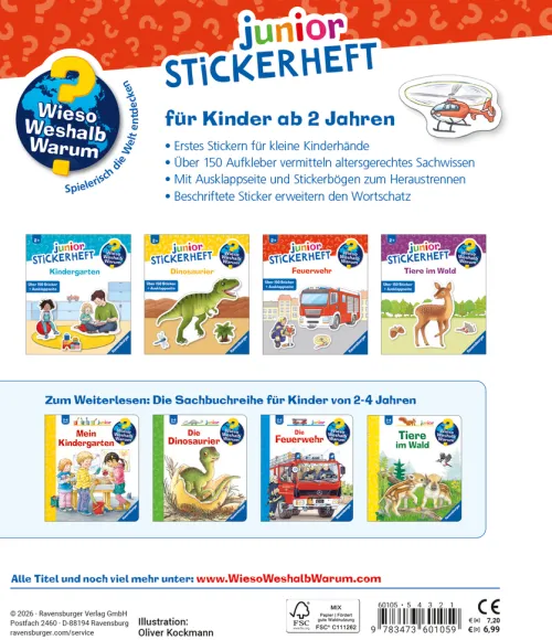 Wieso? Weshalb? Warum? junior Stickerheft - Feuerwehr*Ravensburger Verlag New