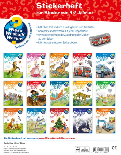 Ravensburger Verlag Stickerhefte-Wieso? Weshalb? Warum? Stickerheft: Feuerwehr