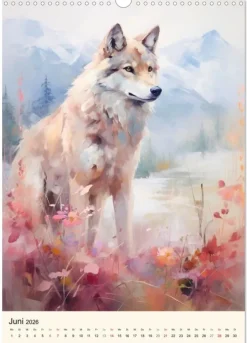 Calvendo Wandkalender-Wölfe. Zarte Aquarelle von beeindruckenden Tieren (Wandkalender 2026 DIN A3 hoch), Monatskalender