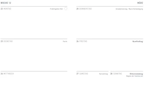 Coppenrath Geburtstagskalender-Wochenkalender 2027 - Orange