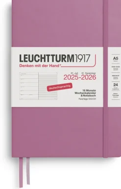 Wochenkalender und Notizbuch Medium (A5) 2026, 18 Monate, Dusty Rose, Deutsch*LEUCHTTURM1917 Discount