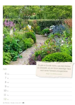 Zauberhafte Gärten Wochenkalender 2026 - mit Zitaten*Harenberg New