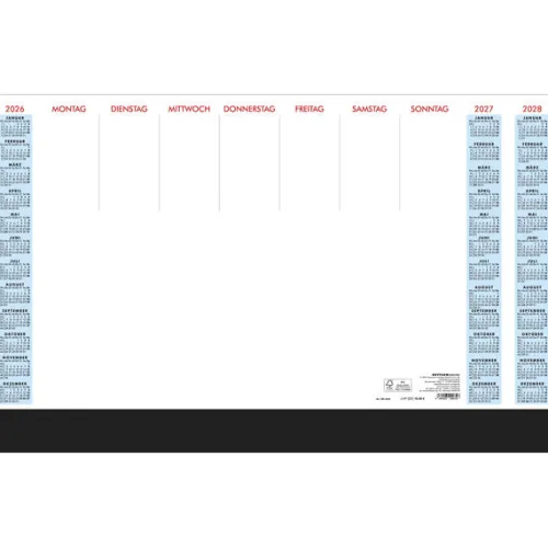 teNeues Calendars & Stationery GmbH & Co. KG Wochenkalender*Zettler Schreibunterlage mit Schutzleiste 2026 - Schreibtischunterlage 60 × 37 cm, 36 Blatt mit 4,5 cm Schutzleiste, Wochenplaner undatiert, Dreijahresübersicht 2026-2028, FSC-zertifiziert
